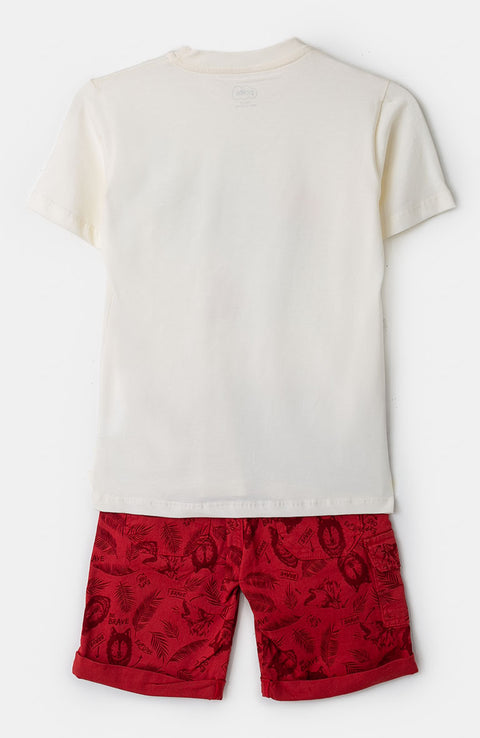 Bermuda para niño en twill color terracota