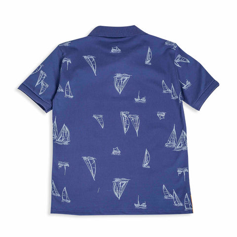 Camiseta tipo polo para niño en algodón color azul