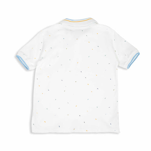 Camiseta tipo polo para niño en algodón color marfil