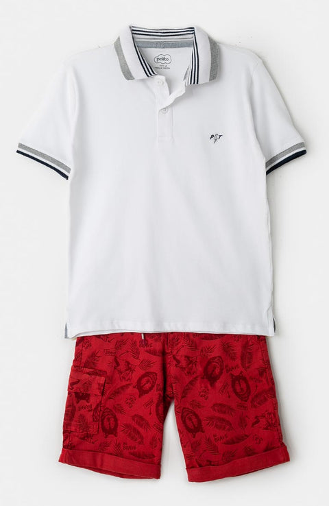 Bermuda para niño en twill color terracota