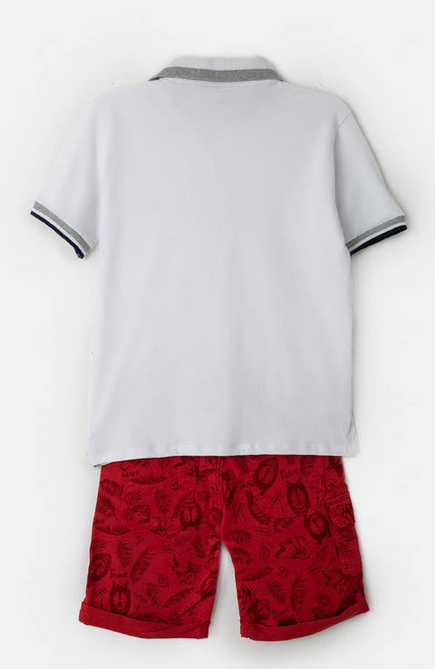 Bermuda para niño en twill color terracota