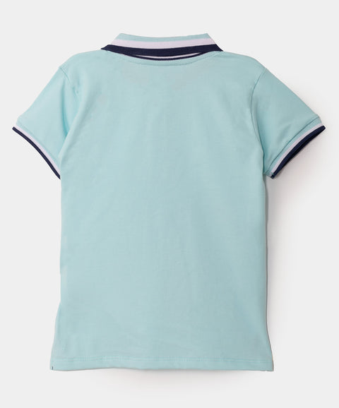 Camiset tipo polo para bebé niño en algodón color aqua