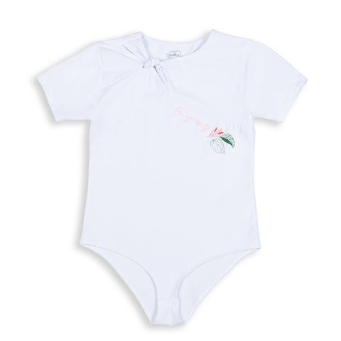 Body para niña en licra color blanco