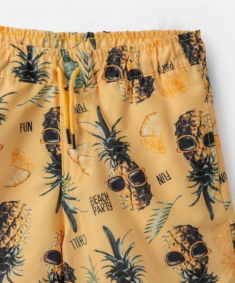 Bermuda de playa para niño en nautical color amarillo