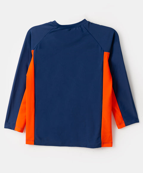 Camiseta De Playa Para Niño Manga Larga Color Azul Oscuro