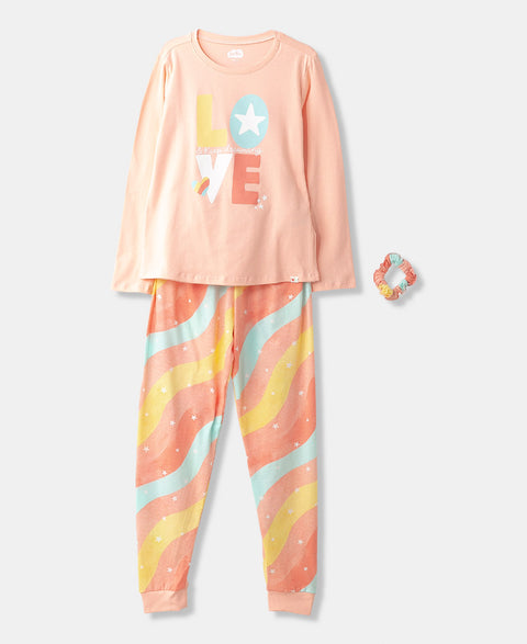 Pijama Manga Larga Para Niña En Licra Color Melón