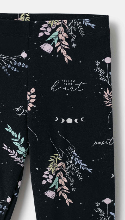 Leggings para niña en licra color negro