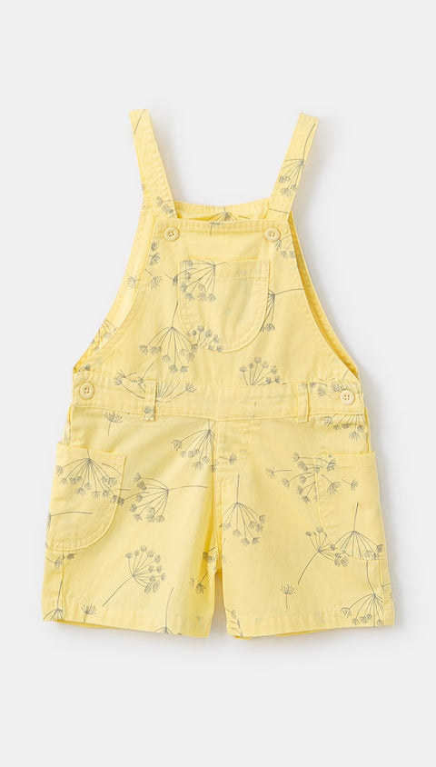 Overol para bebé niña en tela suave color amarillo claro
