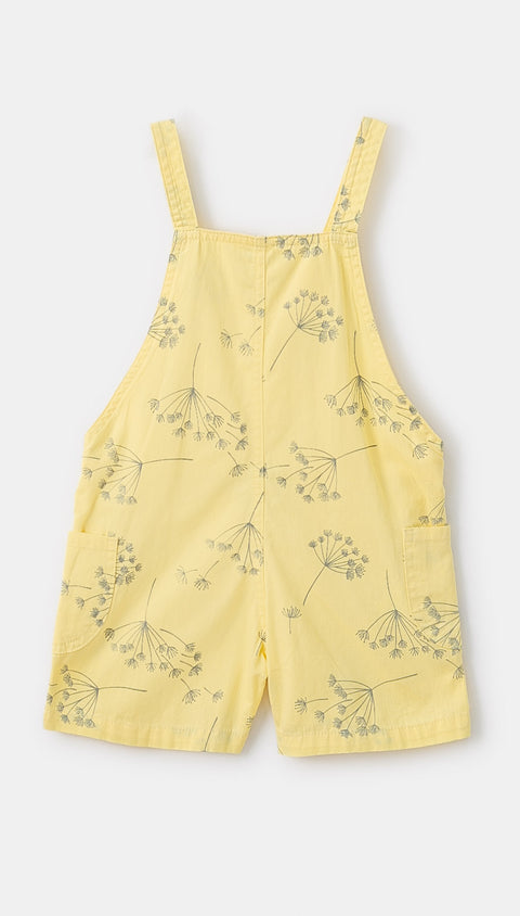 Overol para bebé niña en tela suave color amarillo claro