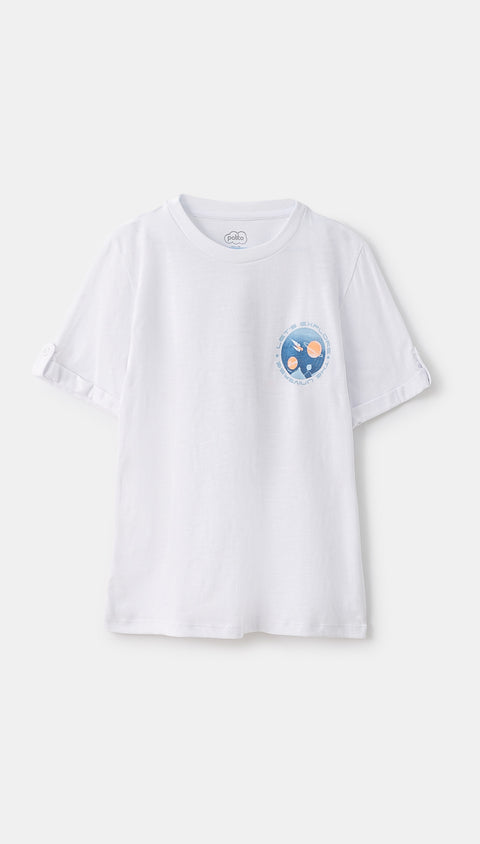 Camiseta para niño en tela suave color blanco