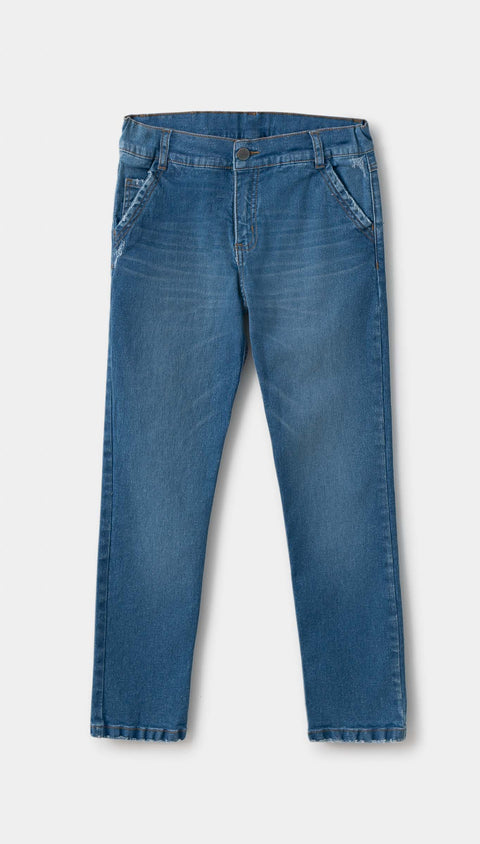Jean Bota Recta Para Niño En Denim Color Índigo