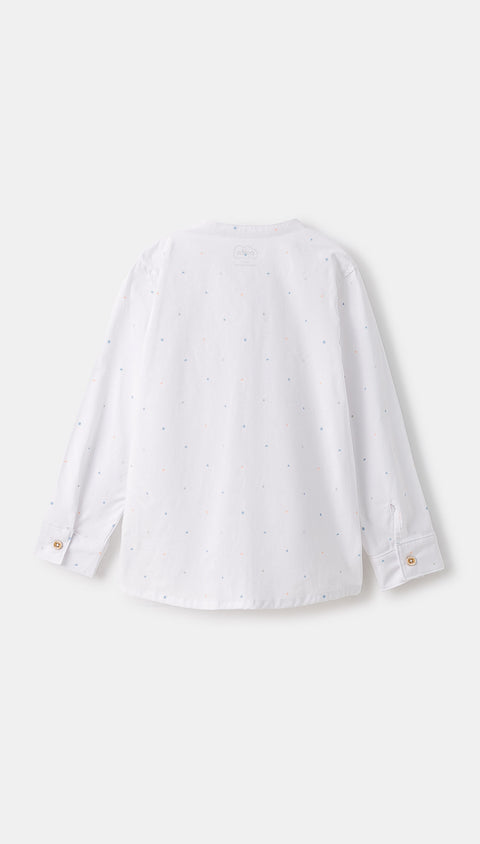 Camisa manga larga para bebé niño en popelina color blanco