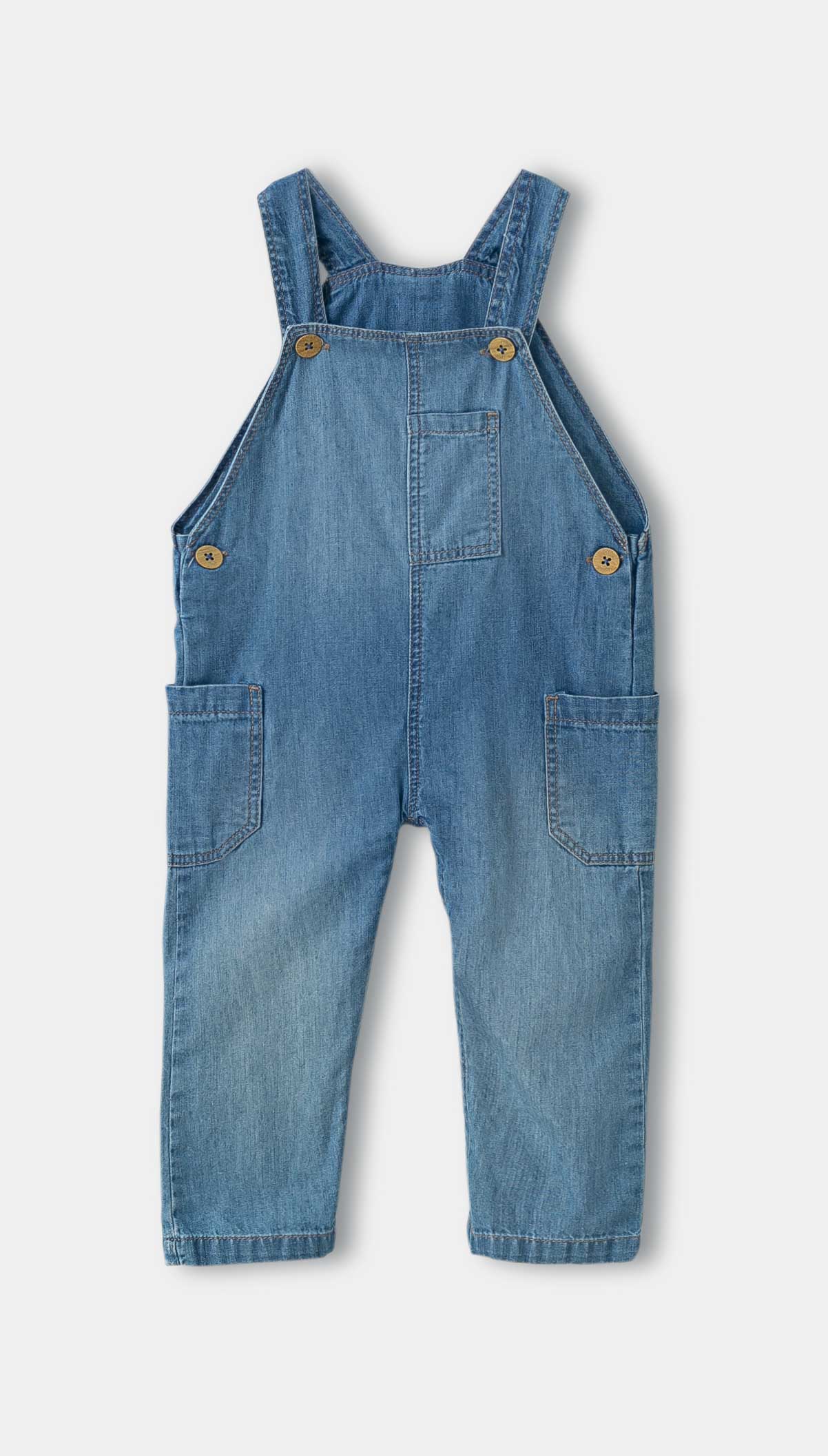 Overol Largo Para Recién Nacido En Denim Color Indigo