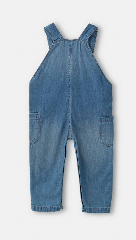 Overol Largo Para Recién Nacido En Denim Color Indigo