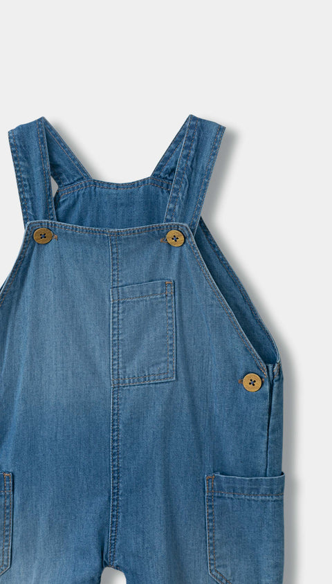 Overol Largo Para Recién Nacido En Denim Color Indigo