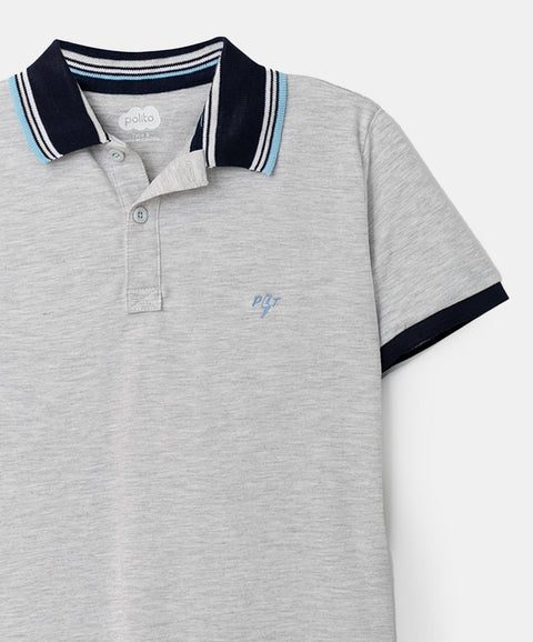 Camiseta tipo polo para niño en algodón color blanco jasped