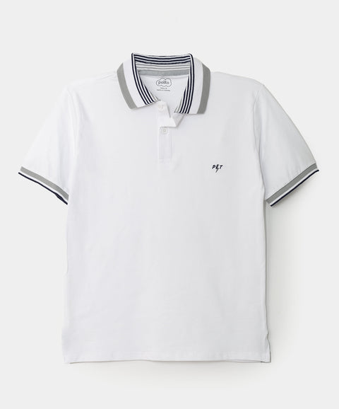 camiseta tipo polo blanca para niños