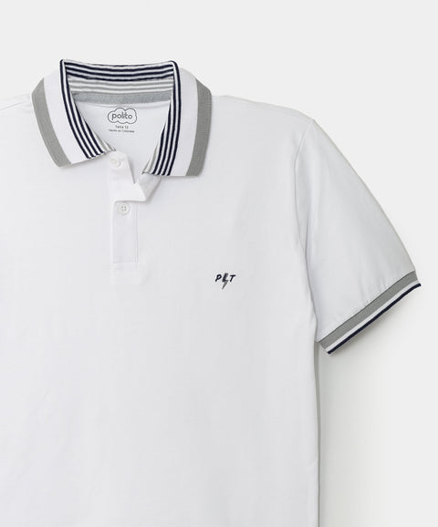 camiseta tipo polo blanca para niños