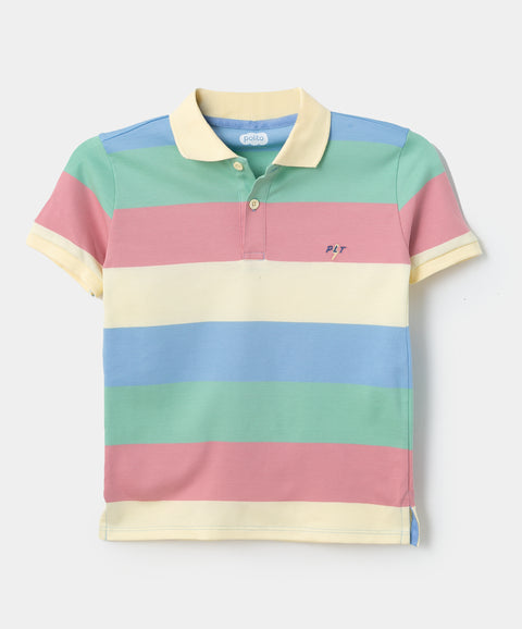 Camiseta tipo polo para niño en algodón color verde