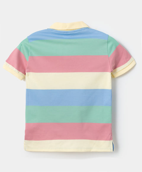 Camiseta tipo polo para niño en algodón color verde
