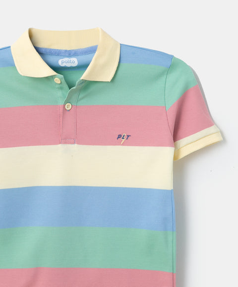 Camiseta tipo polo para niño en algodón color verde