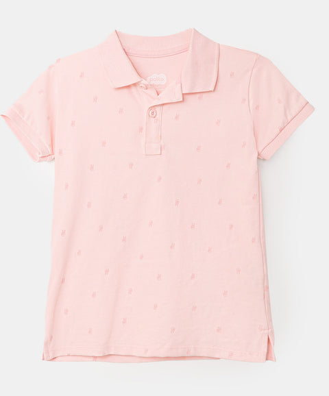 Camiseta tipo polo para bebé niño en algodón color rosado claro
