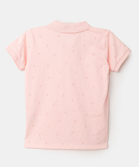 Camiseta tipo polo para bebé niño en algodón color rosado claro