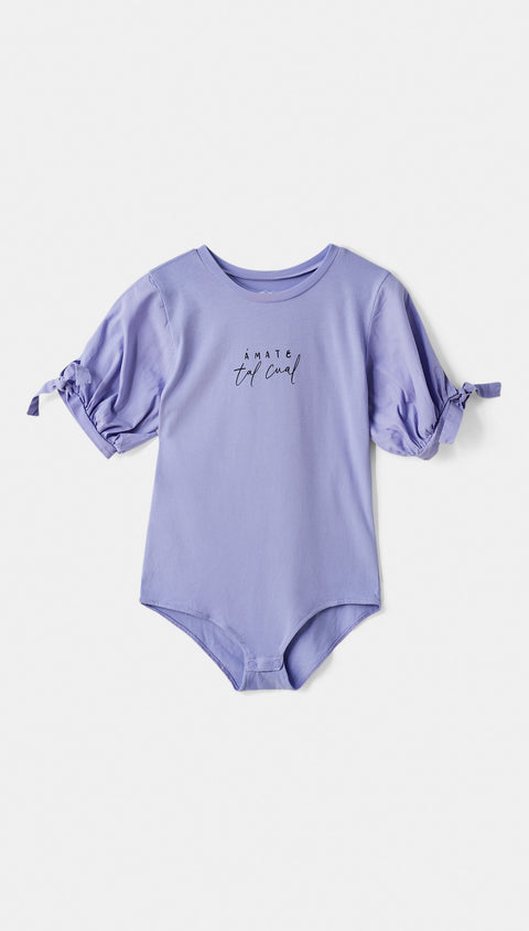 Body para niña en licra color morado
