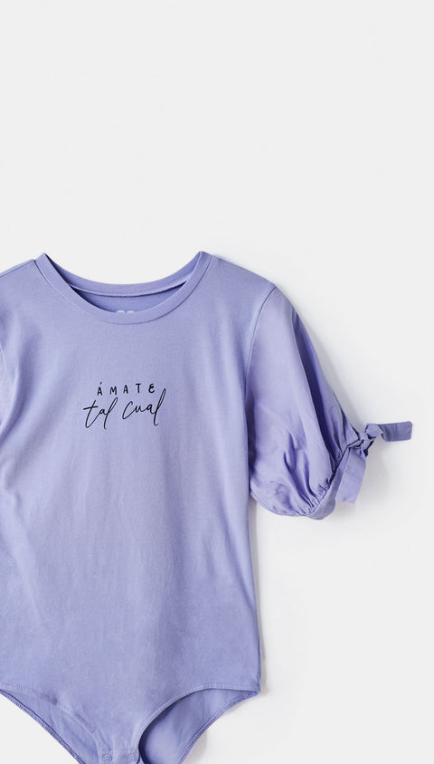 Body para niña en licra color morado
