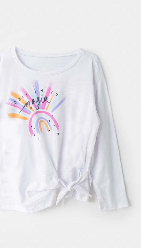 Camiseta para niña en licra color blanco