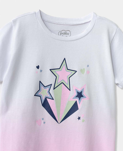 Camiseta Para Bebé Niña En Licra Color Blanco y Rosado