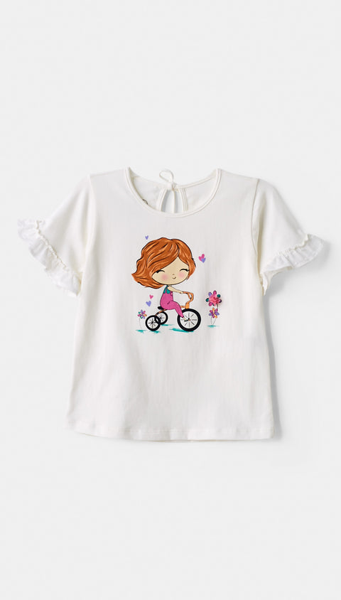 Camiseta para bebé niña en licra color blanco