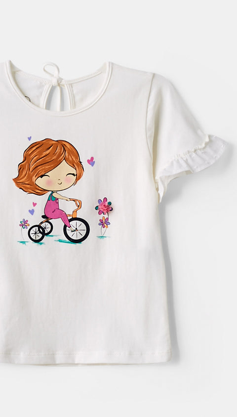 Camiseta para bebé niña en licra color blanco