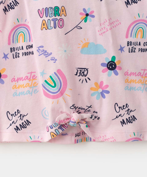 Camiseta manga larga para bebé niña en licra color rosado claro