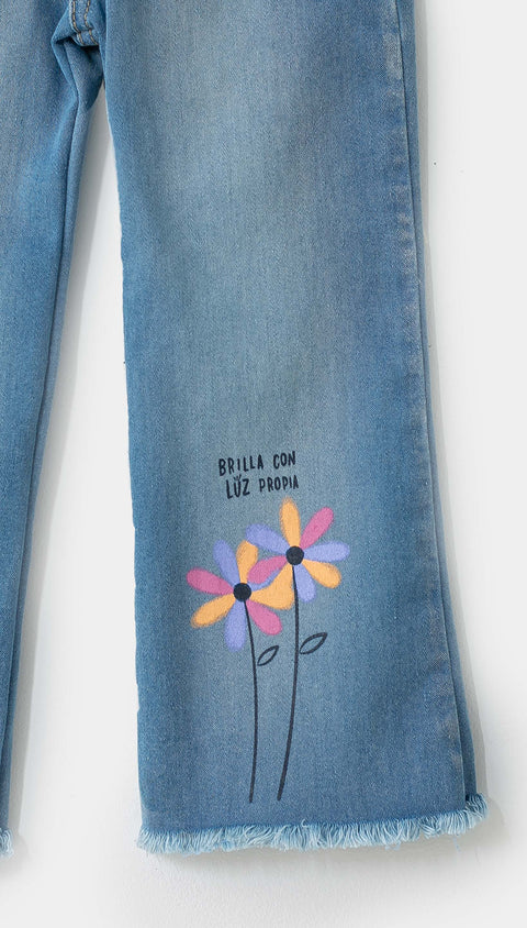 Jean Para Bebé Niña Color Índigo Bota Ancha