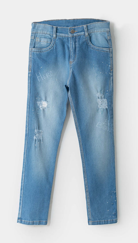 Jean Tipo Slim Para Niño En Denim Color Índigo Yoyo