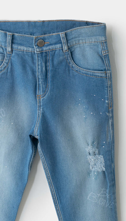Jean Tipo Slim Para Niño En Denim Color Índigo Yoyo