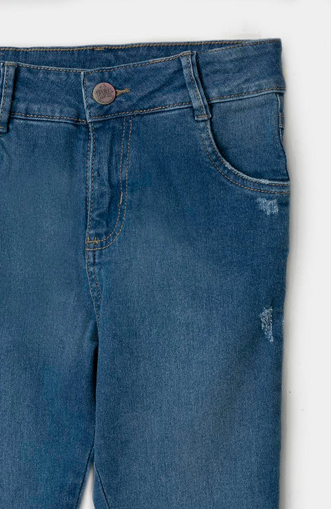 Jean Para Niña Color Índigo Con Ligero Desgaste