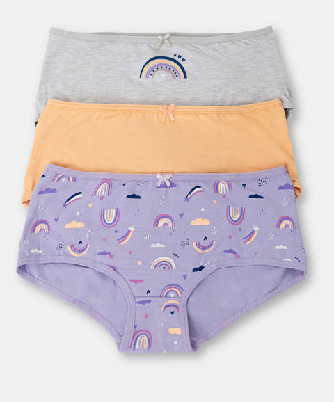 Paquete de panties x 3 para niña en algodón color mandarina