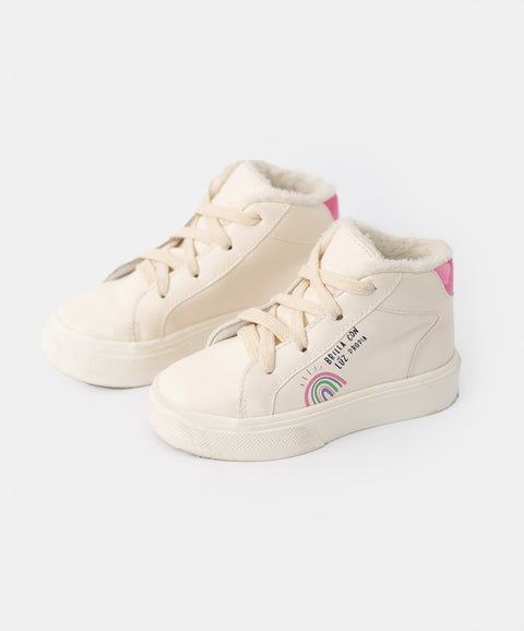 Tenis para bebé niña en material sintético color marfil
