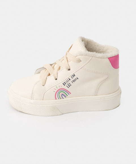 Tenis para bebé niña en material sintético color marfil