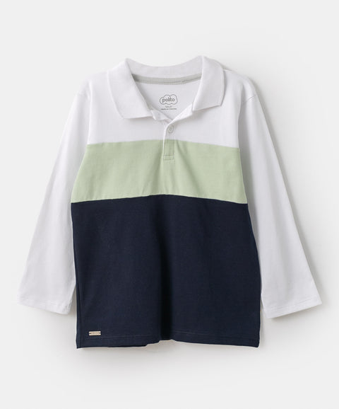 Camiseta Tipo Polo Para Bebé Niño Manga Larga En Algodón