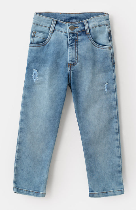 Jean Tipo Slim Para Bebé Niño Color Índigo Claro