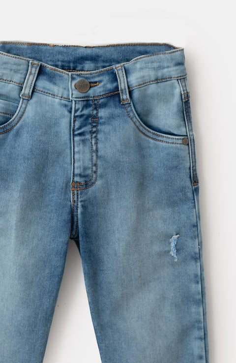 Jean Tipo Slim Para Bebé Niño Color Índigo Claro