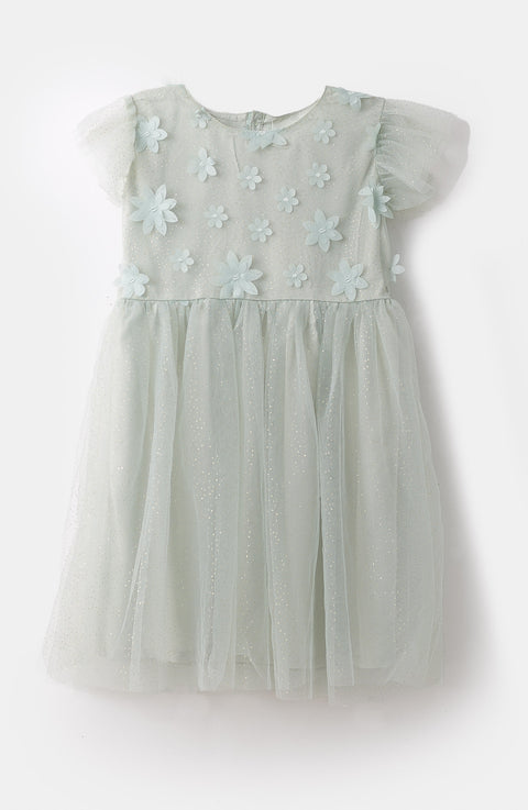 Vestido Corto Para Bebé Niña En Tull Color Verde claro