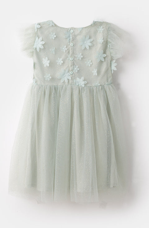 Vestido Corto Para Bebé Niña En Tull Color Verde claro