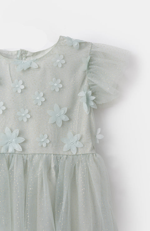 Vestido Corto Para Bebé Niña En Tull Color Verde claro