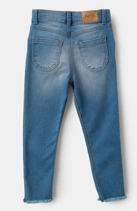 Jean Con Rotos Para Bebé Niña En Denim Color Índigo