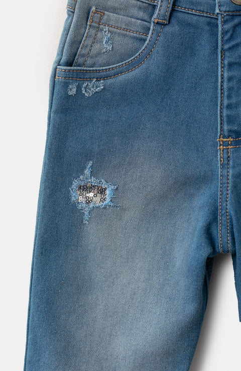 Jean Con Rotos Para Bebé Niña En Denim Color Índigo