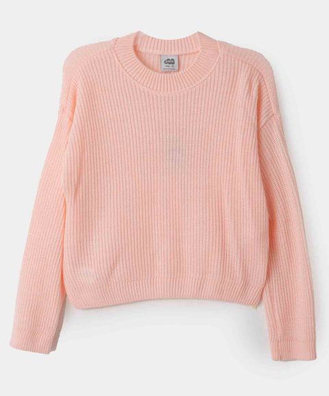 Buzo tejido para niña color rosado claro